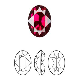 Fancy stone 1pk scarlet foil back, Crystal Passions® 18x13mm oval 4120
