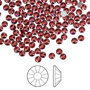 Flat back 144pk indian pink foil back, Preciosa Viva 12® Czech crystal rhinestone 3-3.2mm chaton rose round SS12