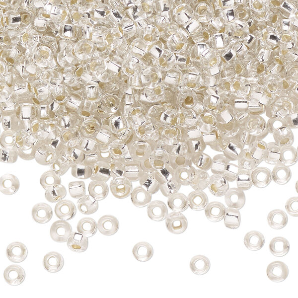 Seed bead, Preciosa Ornela Czech glass, pkg/500g, #8 rocaille, transparent silver-lined clear, (78102). image number 0