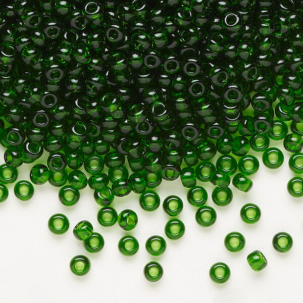 Seed bead, Preciosa Ornela Czech glass, pkg/500g, #8 rocaille, transparent green, (50120). image number 0