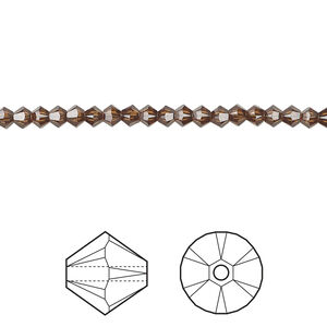 Bead 1pkg48 smoked topaz, Crystal Passions® Regenerated 3mm bicone 5328