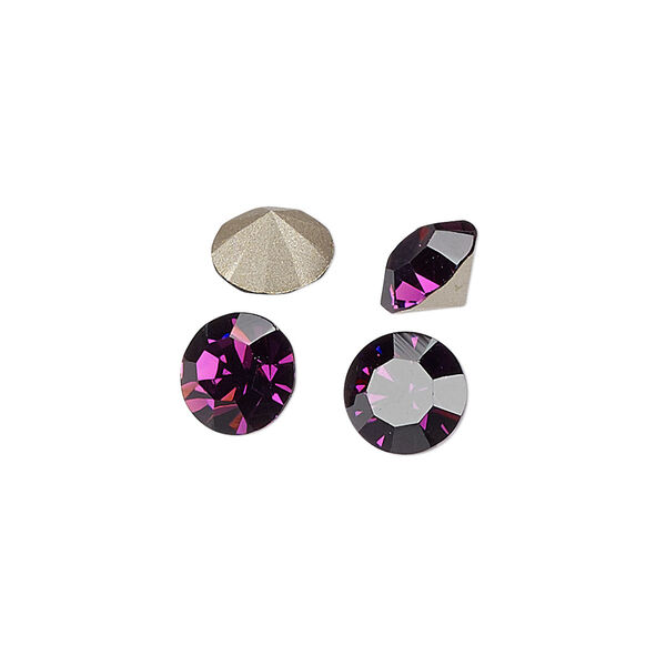 Chaton 144pk amethyst foil back, Preciosa MAXIMA Czech crystal rhinestone 8.16-8.41mm 15-cut faceted round SS39 image number 0