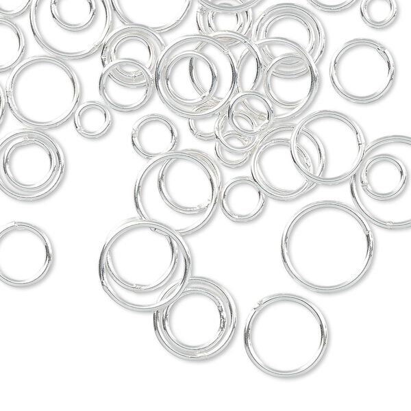 Jump ring mix, sterling silver-filled, 4-10mm soldered round, 3.3-8.4mm inside diameter, 20 gauge. Sold per 5-gram pkg, approximately 50-55 jump rings. image number 0
