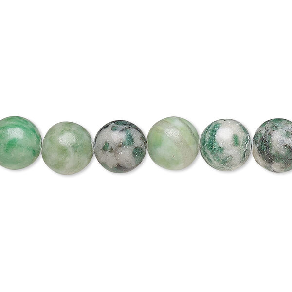 Bead, Ching Hai "jade" (dolomite and fuchsite) (natural), 8mm round, B grade, Mohs hardness 3-1/2 to 4. Sold per 15-1/2" to 16" strand. image number 0