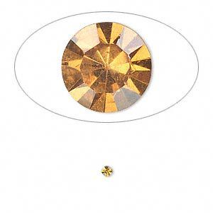 Chaton, glass rhinestone, amber yellow, foil back, 2.1-2.2mm faceted round, PP15. Sold per pkg of 72.
