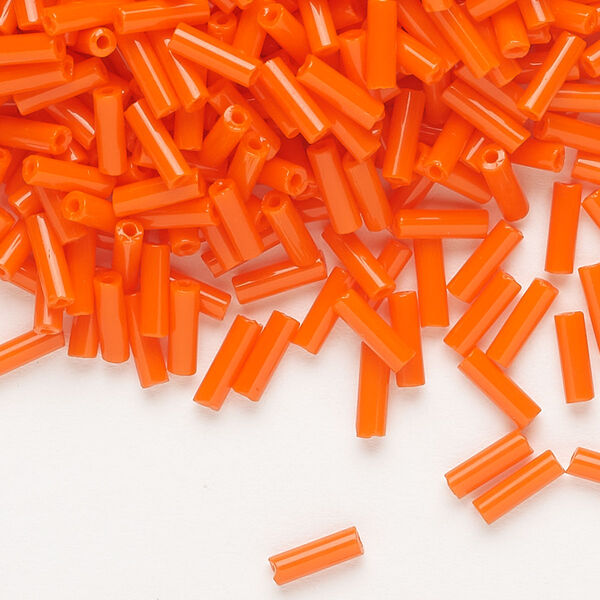 Bead, Preciosa Ornela Czech glass, bugle bead, pkg/500g, #3, opaque dark orange, (93140). image number 0