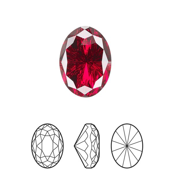 Fancy stone 1pk scarlet foil back, Crystal Passions® 18x13mm magical oval 4160 image number 0