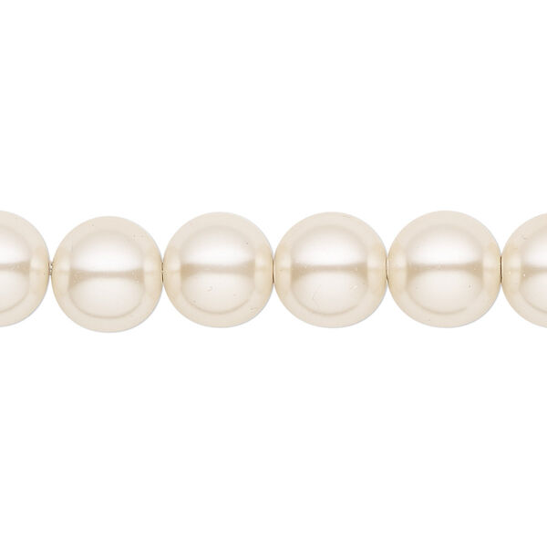 Bead, Hemalyke™ (man-made), pearlescent ivory, 10mm round. Sold per 15-1/2" to 16" strand. image number 0