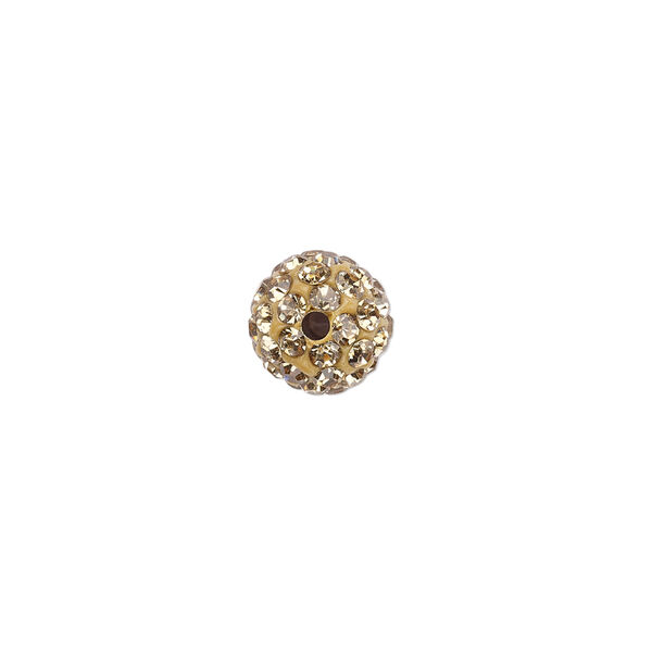 Bead, glass rhinestone / epoxy / resin, champagne, 10mm round. Sold individually. image number 1