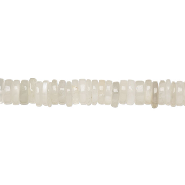 Bead, white moonstone (natural), 4x1mm-6x2mm hand-cut rondelle, B grade, Mohs hardness 6 to 6-1/2. Sold per 8-inch strand, approximately 100-150 beads. image number 0