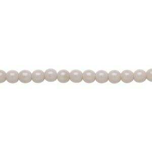 Bead, Preciosa, Czech glass druk, opaque light grey, 4mm round. Sold per 15-1/2" to 16" strand.