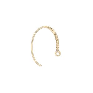 Ear wire 1pkg2 14Kt gold-filled, 19mm textured flat oval / round wire / closed loop, 20 gauge 1 pair