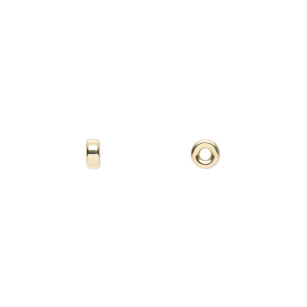 Bead, 14Kt gold-filled, 4x2mm smooth rondelle. Sold per pkg of 20. image number 0