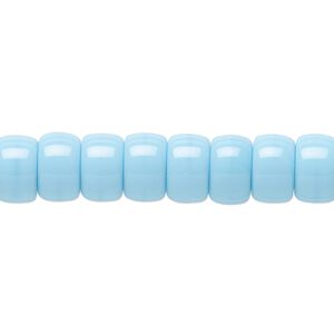 Bead, Czech pressed glass, opaque turquoise blue, 9x6mm crow. Sold per 15-1/2" to 16" strand, approximately 70 beads.