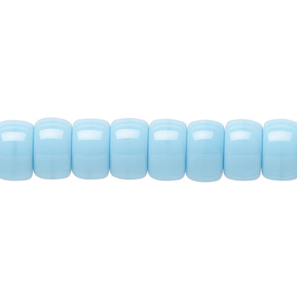 Bead, Czech pressed glass, opaque turquoise blue, 9x6mm crow. Sold per 15-1/2" to 16" strand, approximately 70 beads. image number 0