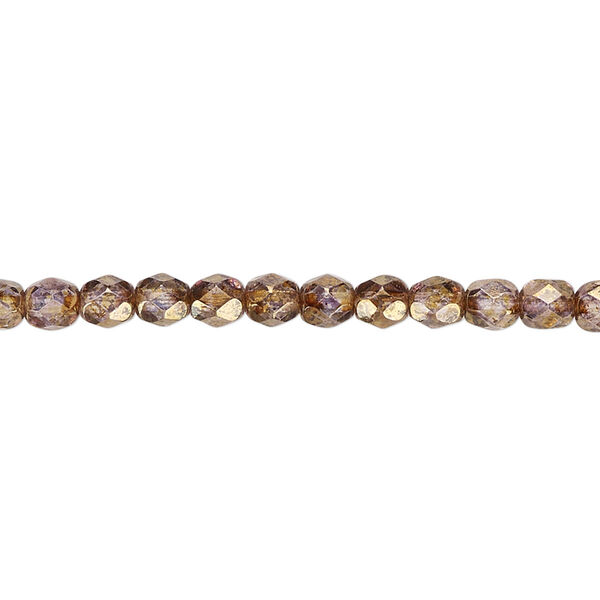Bead, Czech fire-polished glass, copper luster, 4mm faceted round. Sold per pkg of 1,200 (1 mass). image number 0