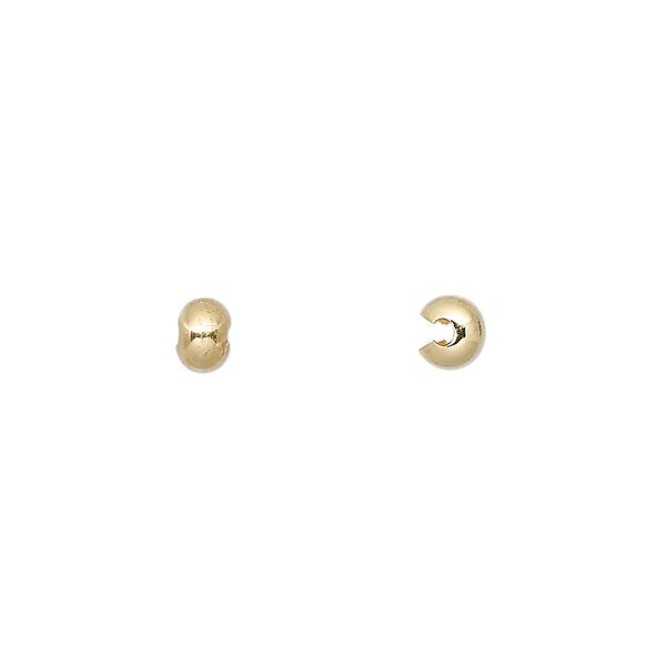 Crimp cover, gold-plated brass, 4mm round. Sold per pkg of 100. image number 0