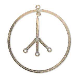 Focal, 14Kt gold-filled, 35mm flat peace sign with 3 loops. Sold individually.
