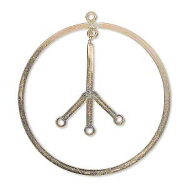 Focal, 14Kt gold-filled, 35mm flat peace sign with 3 loops. Sold individually. image number 0
