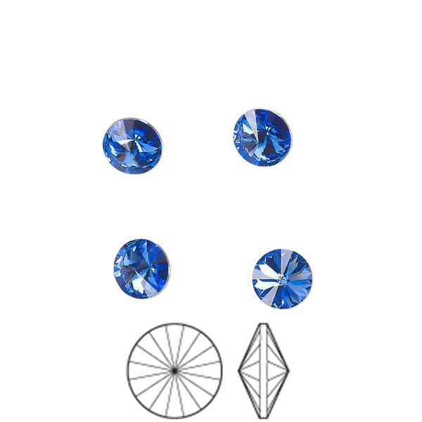 Chaton 12pk sapphire foil back, Preciosa MAXIMA Czech crystal rhinestone 6.14-6.32mm rivoli SS29 image number 0