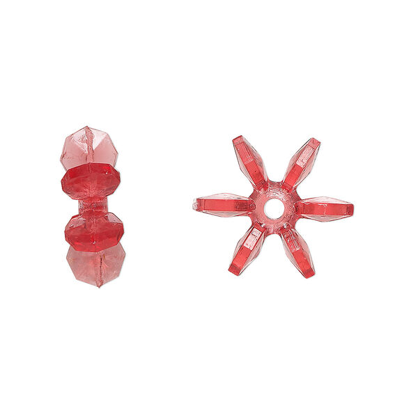 Bead, acrylic, transparent red. 14x5mm paddle wheel. Sold per pkg of 500. image number 0
