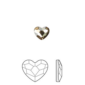 Flat back 720pk crystal golden shadow foil back, Swarovski® 3.6mm heart 2808