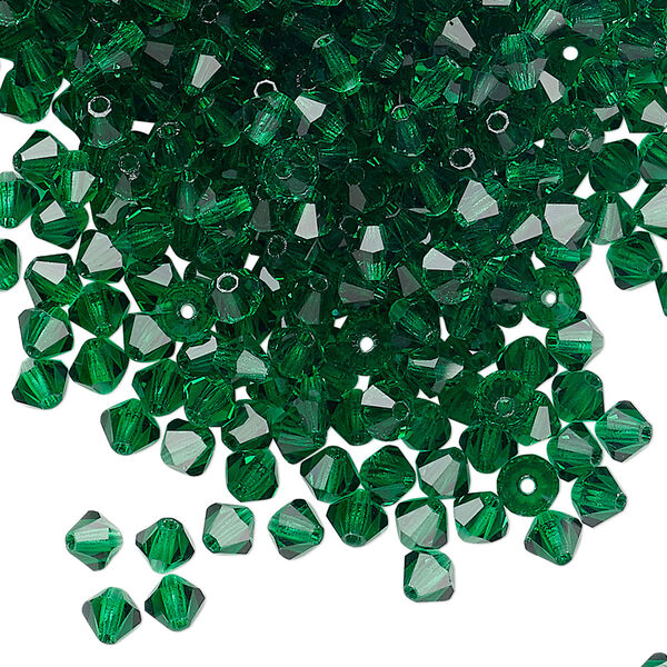Bead 144pk emerald, Preciosa Czech crystal 4mm bicone image number 0