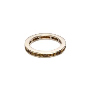 Ring, tigereye (natural) and gold-finished sterling silver, 4mm wide, size 10. Sold individually.