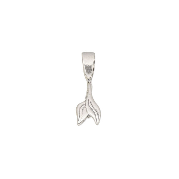 Bail, ice-pick, antiqued sterling silver, 11x6mm double leaf, 6mm grip length. Sold individually. image number 0
