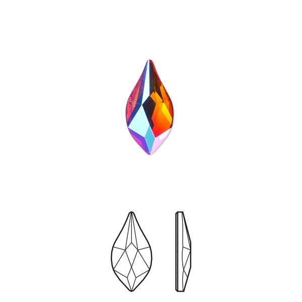 Flat back 72pk fireopal glacier blue foil back, Swarovski® 14x7mm flame 2205 image number 0