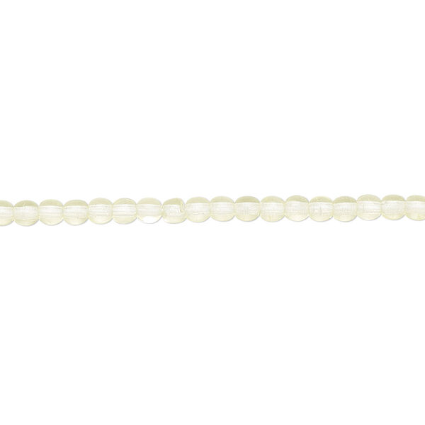 Bead, Czech glass druk, transparent lemon yellow, 3mm round with 0.7-0.8mm hole. Sold per 15-1/2" to 16" strand. image number 0