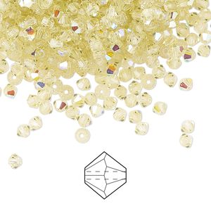 Bead 144pk jonquil AB, Preciosa Czech crystal 3mm bicone