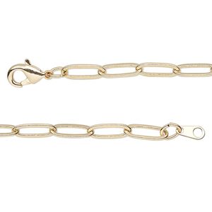 Chain 1pkg1 paperclip, 3.8mm / lobster claw clasp, gold-finished brass 18 inch