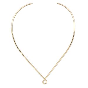 Neckwire, gold-plated brass, 2mm round with smooth teardrop, 15 inches. Sold individually.