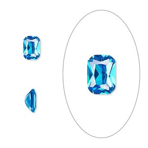 Gem, cubic zirconia, zircon blue, 7x5mm faceted emerald-cut, Mohs hardness 8-1/2. Sold per pkg of 2.