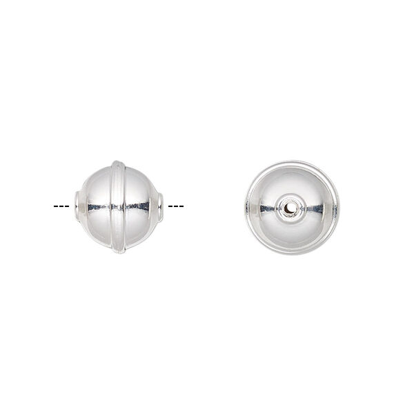 Bead, silver-plated carbon steel, 10mm rimmed round. Sold per pkg of 20. image number 0