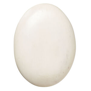Cabochon, bone (bleached), ivory, 40x30mm hand-cut calibrated oval, Mohs hardness 2-1/2. Sold individually.