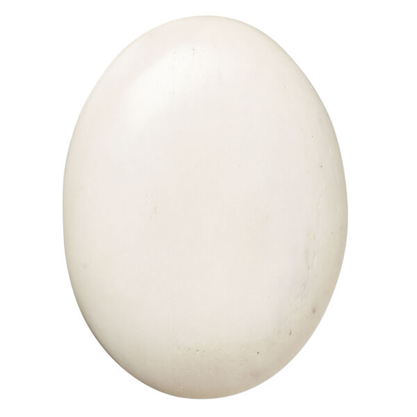 Cabochon, bone (bleached), ivory, 40x30mm hand-cut calibrated oval, Mohs hardness 2-1/2. Sold individually. image number 0
