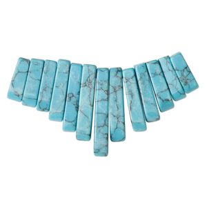 Focal, "turquoise" (imitation) resin, 10-29mm mini-fan. Sold per 13-piece set.