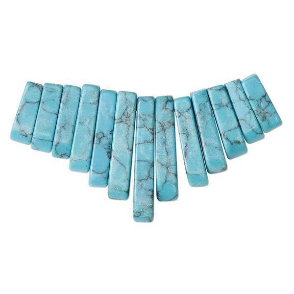 Focal, "turquoise" (imitation) resin, 10-29mm mini-fan. Sold per 13-piece set. image number 0