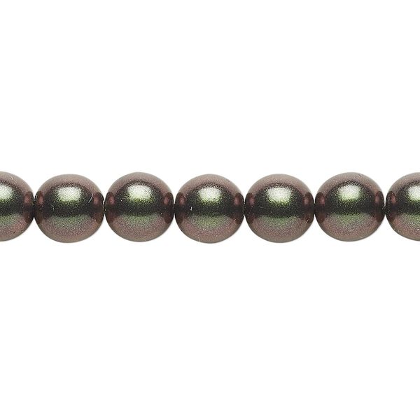 Bead, Czech glass druk, metallic green, 8mm round. Sold per 15-1/2" to 16" strand, approximately 50 beads. image number 0