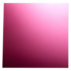 Sheet, anodized aluminum, magenta, 5-3/4 x 5-3/4 inch square, 26 gauge. Sold individually.