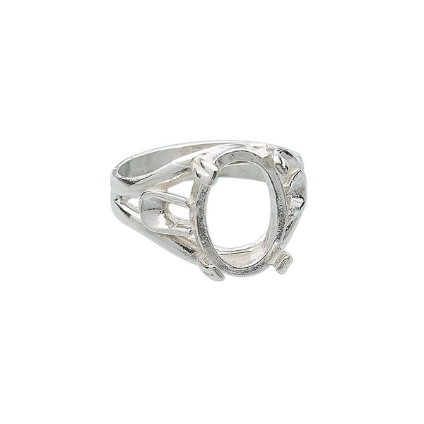 Ring, sterling silver, branch band with 14x10mm 4-prong oval setting, size 8. Sold individually. image number 0