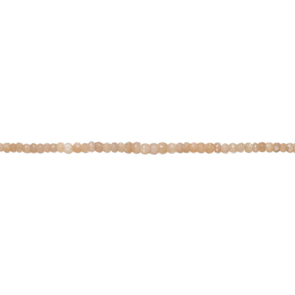 Bead, peach moonstone (natural), 3x2mm-5x4mm graduated hand-cut faceted rondelle with 0.4-1.4mm hole, B grade, Mohs hardness 6 to 6-1/2. Sold per 17-inch strand. image number 0