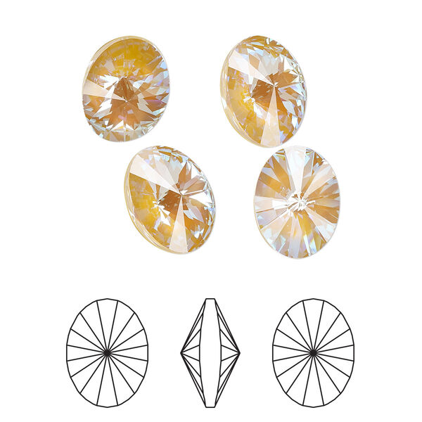 Chaton 2pk crystal ochre DeLite, Crystal Passions® 18x13.5mm oval rivoli 4122 image number 0