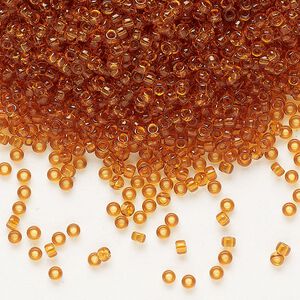 Seed bead, Miyuki, glass, pkg/250g, #11 rocaille, transparent topaz (RR-133).