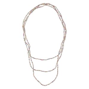 Necklace, Everyday Jewelry, stretch, glass, metallic multicolored, #11 and 2x1mm-3x2mm rounds, 68-inch continuous strand. Sold per pkg of 2.