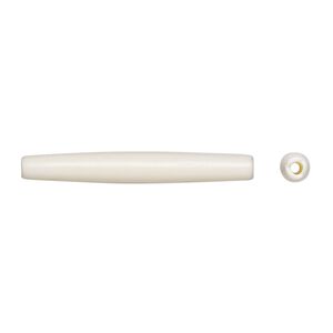 Bead, domestic water buffalo bone (bleached), white, 37x3mm-39x5mm hand-cut hairpipe, Mohs hardness 2-1/2. Sold per pkg of 12.