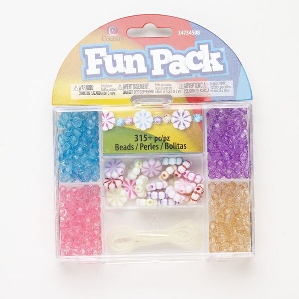 Acrylic 1pkg315, faceted round / flower bead mix mixed colors 6mm / 14mm image number 0