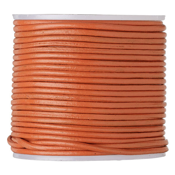Cord, leather (dyed), marigold, 1.4-1.6mm round. Sold per 25-yard spool. image number 0